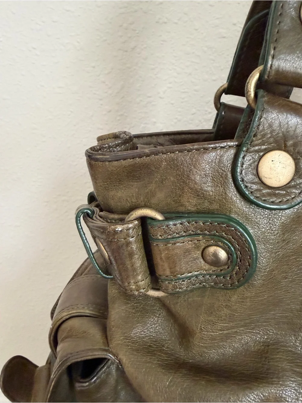 Kooba Vintage Distressed Leather Satchel Bag